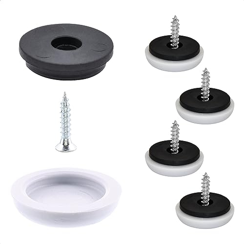 Wagner QuickClick® Kunststoffgleiter Möbelgleiter Stuhlgleiter 4er-Set zum Anschrauben - 4X Basis Silencer+Schraube+Gleitaufsatz austauschbar - Hyper Slim - Durchmesser Ø 20 mm -Made in DE- 15780600