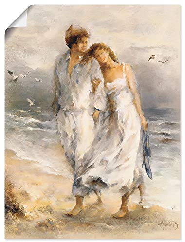 ARTLAND Wanddeko Poster & Kunstdrucke Wandposter Paar Liebespaar Strand Meer Küste Maritim Düne Landhaus Malerei Kunst K8AV