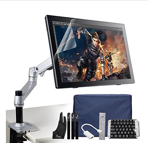 GOWE Monitor de 21,5 con pantalla IPS LCD gráfica para tableta con bolígrafo sin batería + teclado mecánico para juegos + soporte de escritorio