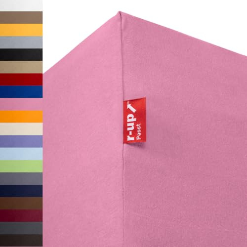 r-up Passt Spannbettaken 140x200-160x200 rosa | 100% Baumwolle, 130g/m² Tuchgewicht, bis 35cm Höhe, viele Farben, OEKO-TEX, stressfrei auch für hohe Matratzen