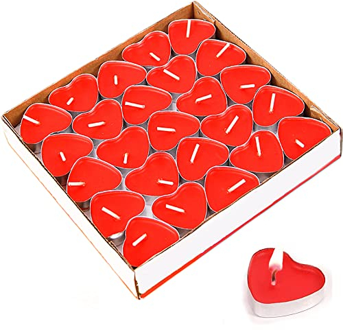 Jzhen 50 Pièces Bougie Coeur Bougies Romantiques pour Mariage, Fête Anniversaire Soirée Mariage