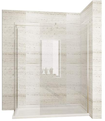 Paroi de douche 100 x 195 cm avec paroi latérale de 90 cm et paroi latérale de 8 mm en verre nano avec barre de stabilisation