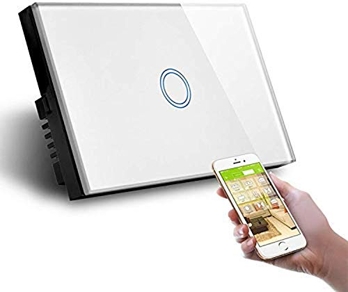 Interruttore Smart Home a 1 posizione Touch WiFi Bianco LKM-SMSWT01W LKM Security Cristallo Temperato Controllo a Led Compatibile con Amazon Echo e Google Home
