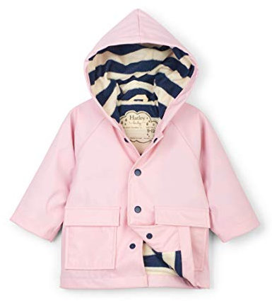 Hatley Baby Girls Raincoat, Classic Pink & Navy, 12-18 Months
