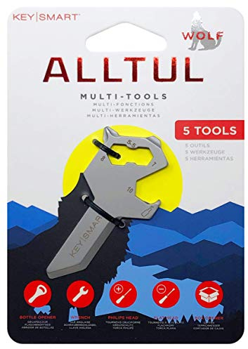 KeySmart AllTul Multiherramienta Wolf - Multiherramienta 5 en 1 con abridor de botellas, llave, cabezal Philips, cabezal plano y abridor de cajas…