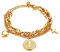 JewelryWe Schmuck Damen Armband Edelstahl doppelt Kette Charmsarmband Armkette mit Symbol St. Benedikt Kreuz Herz Anhänger Gold