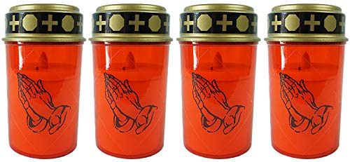 Novaliv Luz LED roja para tumba, 4 quemadores permanentes, efecto parpadeante, incluye pilas, velas para cementerio, vela conmemorativa, vela de luto, vela de luto, velas LED