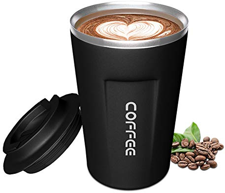Insulated Coffee Cup, Sungkeen Travel Mug with Leakproof Lid for Coffee and Tea, Keep Drinks Hot and Cold, Vacuum Insulation Double Wall Stainless Steel Reusable Coffee Mug