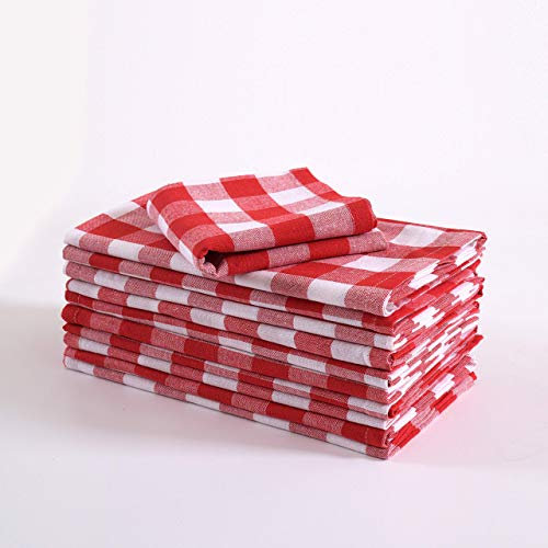 FINGERCRAFT Serviettes de Table, Utilisation Quotidienne, Serviettes à Carreaux en Coton de qualité supérieure, parfaites pour Les fêtes, Les dîners, lavables et réutilisables 20 x 20 (Rouge/Blanc)
