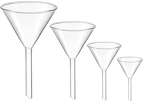 ULTECHNOVO 4 Stück Dreieck Trichter Labor Glastrichter Wissenschaftlicher Glastrichter Set Jeder Größe 40Mm 50Mm 75Mm 100Mm mit Ca. (Klar)