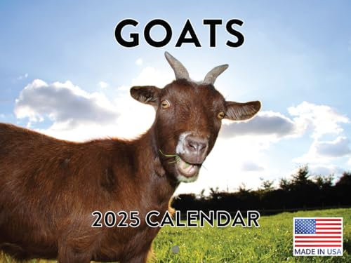 Goat Calendar 2025 Goats Monthly Wall Calender 12 Month | American Made In The USA