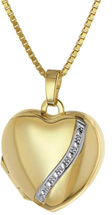 trendor Medaillon Herz Gold 333 / 8K mit Vergoldeter Damen-Halskette wunderschönes Schmuckstück für Damen, zeitloser Halsschmuck für Frauen, 39056-45 45 cm