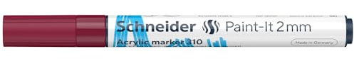 Schneider 120161 Paint-It Acrylstift (mit 2 mm Rundspitze, hochdeckende Acrylfarben für Holz, Leinwand, Stein uvm.) 1 Stück, burgund-rot