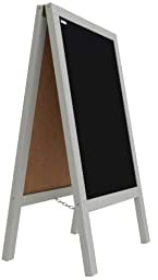 ALLboards Kundenstopper mit grauem Holzrahmen 118x61cm, Werbetafel, Gehwegaufsteller, Aufsteller, Straßenreiter, Kreide