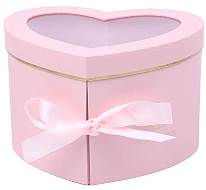 WEIWUXIAN Herzform Geschenkbox, Geschenkbox mit Schleife, Herzförmig Karton Geschenkbox, für Geburtstag, Jubiläum, Valentinstag (Rosa)