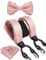 DiBanGu - Bretelle da uomo con papillon e papillon, motivo floreale a Y, regolabili, 01-rosa, Taglia unica