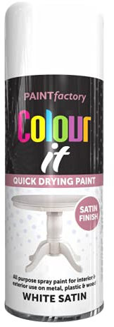 Classic Signature - 2 x All Purpose White Satin Aerosol Spray Paint 400ml Quick Drying Spray,Fast Dry and Excellent Coverage for Metal, Wood, Plastic and More