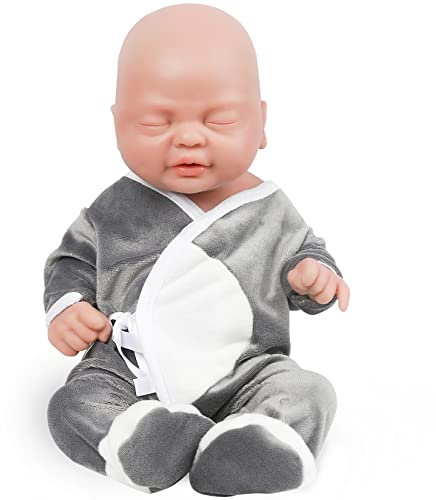 Vollence 36cm Augen Geschlossen VollSilikon Baby Puppen, Nicht Vinyl Puppen, Kann Einen Schnuller Nehmen Silikonpuppen Vollsilikonbaby - Junge