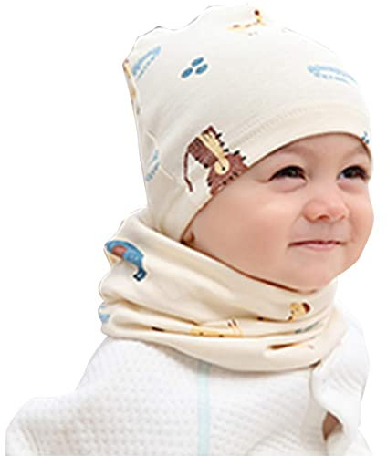 VUCDXOP Baby Kinder Baumwolle Mütze Schal Set Winter Jungen Mädchen Beanie Hüte + Schlauchschal 2er Herbst Winter Weich Baumwolle Beanie Mütze Hut Halstuch Rundschal Nackenwärmer