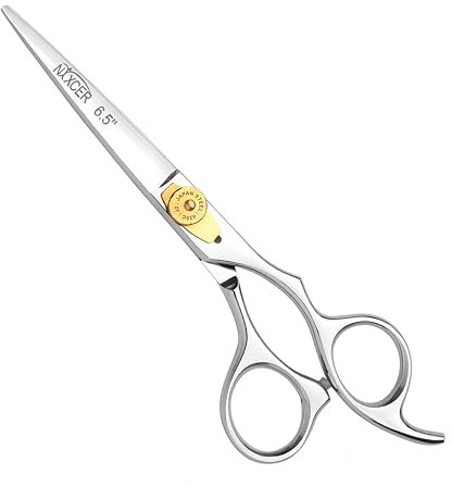 Nixcer Hair Cutting Scissors -Sharp Razor Edge Blade Hair Shears Series - 6.5 with Fine Adjustment – Stainless Steel Hair Scissors Professional for Men, Women & Babies (Silver)