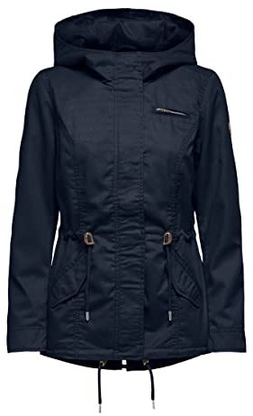 ONLY Damen Übergangs-Jacke ONLLorca Canvas Parka mit Kapuze 15216452, Total Eclipse,S