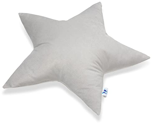 Pepi - Kuschelkissen Kinder - Handgenäht Kissen Kinderzimmer - Kinder Kissen Stern - Baby Kissen Deko - Sternkissen Grau