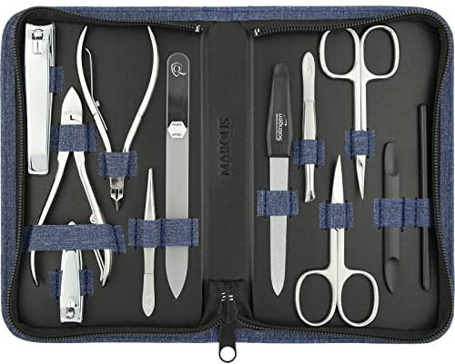 Solingen Set per Manicure Professionale – Include Pinza, Lima in Vetro e 12 Pezzi di qualità. Custodia in Pelle, strumenti Made in Germany, perfetti per Unghie curate. Elegante e pratico