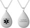 Glooraca Collar médico personalizado para hombre, collar de alerta médica para mujer, collar de identificación de emergencia médica, grabado de texto, Water droplet Type