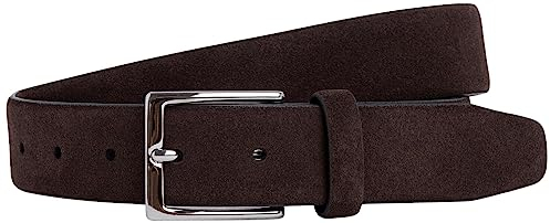 Hackett London Herren Suede Feather Edge Belt, Chocolate, 30