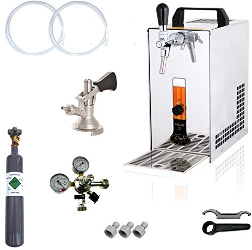 BieTal® Bierzapfanlage Bierkühler mobile Zapfanlage 35 Liter/h Durchlaufkühler KOMPLETTSET - KEG Flach - CO2 0,5 kg