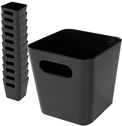 12 x Ordnungsbox - 10 cm hoch - schwarz - 10 x 10 cm - Ordnungskorb - Regalorganizer Wandregal - Schubladen Organizer schmaler Korb - Badezimmer