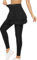 WOWENY Damen Sportskort Laufskort Leggings mit Rock Tennisröcke Hockey Rock Engen Capris Gym Knöchelläng Yoga Pants Mit Taschen und Kopfhöreranschluss,Schwarz,L