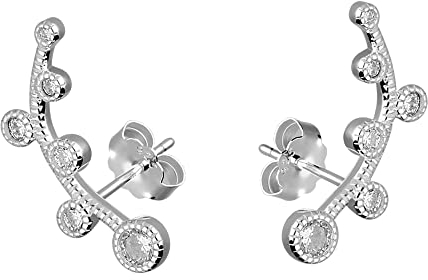 Treuheld® 925 Sterling Silber Ohrstecker mit Ranke und Kristallen