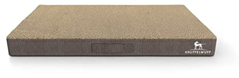 Knuffelwuff orthopädische Hundematte Ellenie aus Teddymaterial und Velours 120 x 72cm Beige - rutschfeste Unterboden - leicht zu reinigen - für große, mittelgroße und kleine Hunde