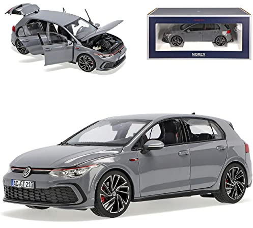 Norev Volkwagen Golf VIII G*T*I 5 Türer Grau 8. Generation Ab 2019 1/18 Modell Auto mit individiuellem Wunschkennzeichen