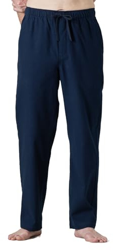 LAPASA Pantaloni Pigiama Micropile e 100% Flanella di Cotone Uomo M39/M128 - Abbigliamento da Notte Pantaloni Tuta Lunghi Casa Relax Elasticizzati Scozzesi Quadri XS Blu