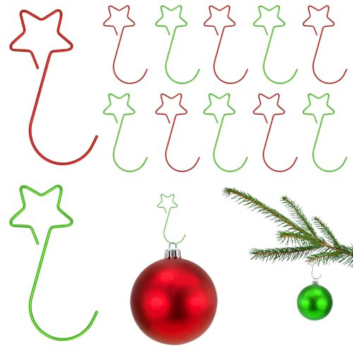 Christmas Ornament Hooks, 40PCS Star-Shaped Bauble Hooks Metal Christmas Tree Hangers Hook for Xmas Party Balls Decorations Home Wedding DIY Crafts Hanging Decor A3XXGZ (A)