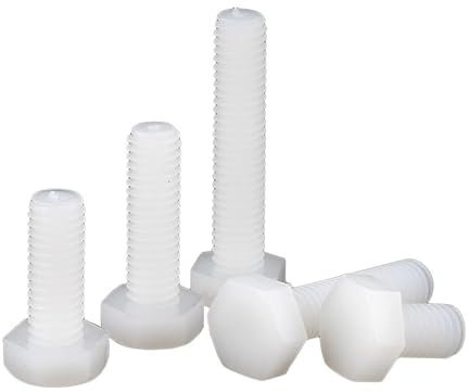 MOOPW Kunststoff Sechskantschrauben - Nylon Sechskantschrauben Isolierung Externe Sechskantschrauben Metrische Mechanische Befestigungen M3 x 4mm 50 stücke