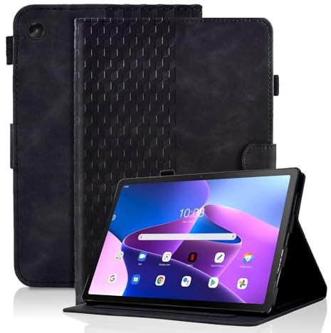 Vkooer Case for Lenovo Tab M10 3rd Gen 10.1-inch (TB328FU / TB328XU) Leather Folio Cover with Auto Sleep/Wake Smart Shell Fit Lenovo M10 3rd Gen 2022, Black