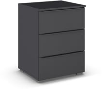 möbelando Nachtkommode >Modesty< in grau metallic aus Holzwerkstoff - 47x62x42cm (BxHxT)