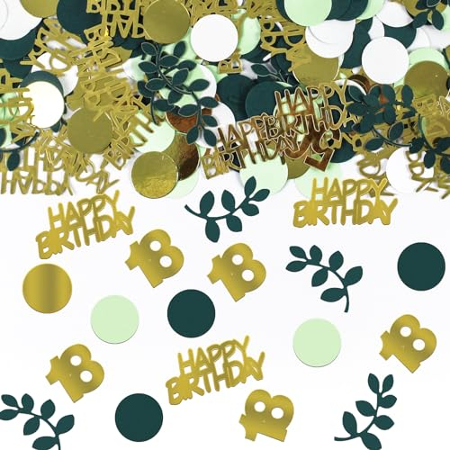 100 Stück Konfetti 18 Geburtstag Deko Grün,Konfetti 18 Geburtstag Deko Gold,Partydekoration Geburtstag 18,für Jubiläen, Geburtstage, Partys, Tischdeko