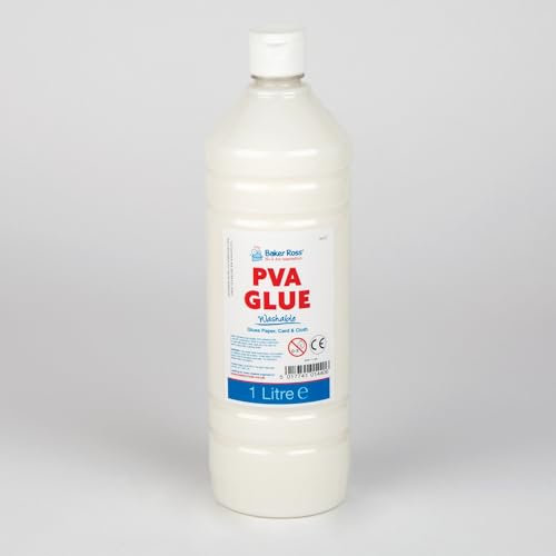 Baker Ross FN137 Extra Strong PVA Glue Medium - 1 Litre, PVA for Schools, Teaching Supplies, Multipurpose Glue for Wood, Paper Card