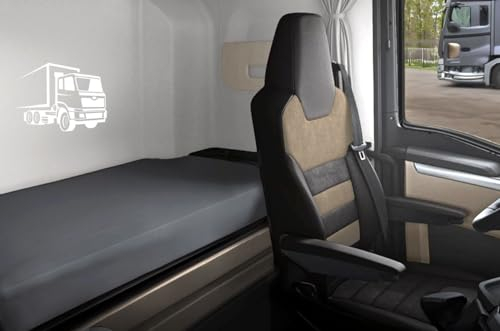 LKW Spannlaken super elastisch, formstabil, Spannbettlaken für LKW, Truck Mako-Jersey anthrazit, Größe 60-75x200 cm Rundumgummi, formstabil, bügelfrei, kuschelweich Castejo