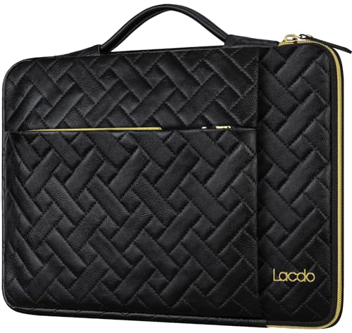 Lacdo 360° Protective Laptop Sleeve Case Bag for ASUS Lenovo HP Acer Dell Chromebook 14, ASUS Vivobook/Zenbook 14, Lenovo IdeaPad/ThinkPad 14, Dell Inspiron 14, Acer Spin 3/Swift 14, Elegant Black