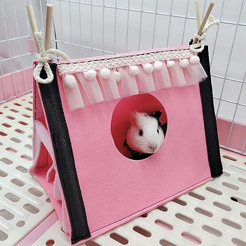 Hamster-Versteck-Zelt, Kaninchen-Ratten-Tunnelhaus, Kleintier-Röhrenspielzeug, Warmer Nest-Lebensraum, Kaninchen-Versteck-Tunnel, Kleintier-Tunnel-Röhrenhaus für Hase, Meerschweinchen, Ratte,(Rosa)