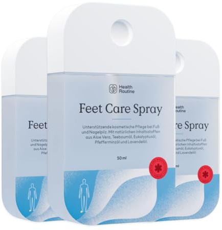Health Routine Natürliche Feet Care Spray – für tägliche Fußpflege 3er Pack | Frisches Fußspray, Fußdeo zur Fußpflege mit Teebaumöl, Pfefferminzöl und Aloe Vera – Tägliche Belebung & Pflege