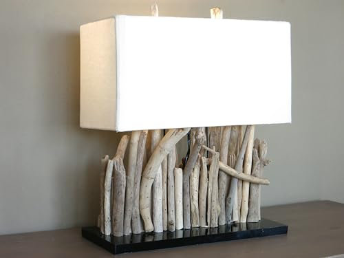 Werterhalt ums Haus Tischleuchte, Treibholz, Baumwolle, handgefertigt