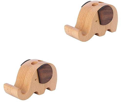 HAPINARY 2pcs Wooden Elephant Shape Pen Storage Pot Elephant Pen Holder for Desk Pencil Holder Cell Phone Stand Desk Organizer for Home Office Use