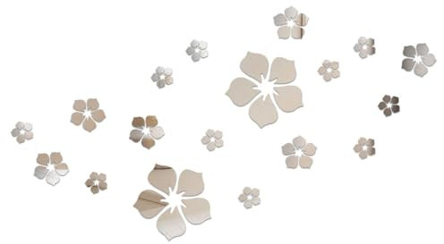 QFEHTHSK 18 Stück Blumenspiegel-Wandaufkleber, Acryl-Wandaufkleber, Selbstklebende Spiegel-Wandaufkleber, 3D-Kristallblumen-Wandaufkleber, DIY-Heimdekorationen