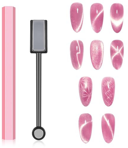 Dimeho Nail Magnet Tool Set, 2 Pcs Cat Eye Magnet for Nails Double Head Hexagon Nail Art Magnet Stick Strong Cat Eye Magnet Pens Nail Art Tools for Cat Eye Gel Nail Polish DIY Nail Manicure